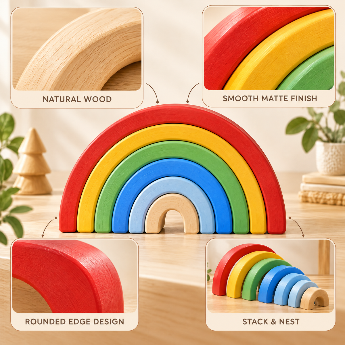 Valnermere™ Wooden Rainbow Stacking Toy