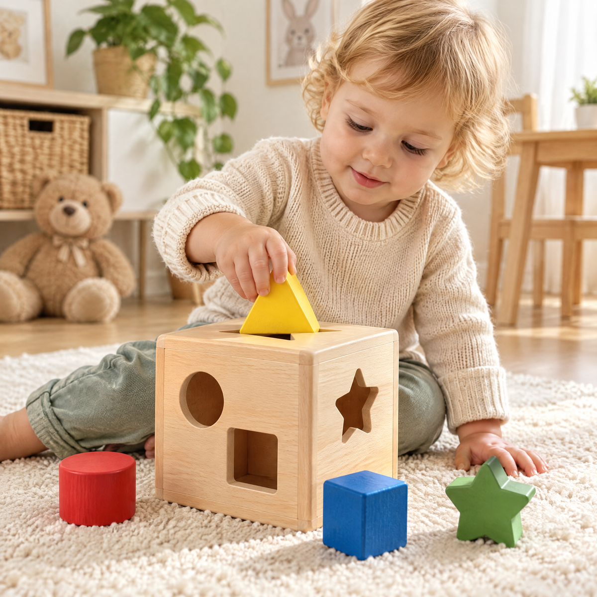 Valnermere™ Wooden Shape Sorting Learning Cube