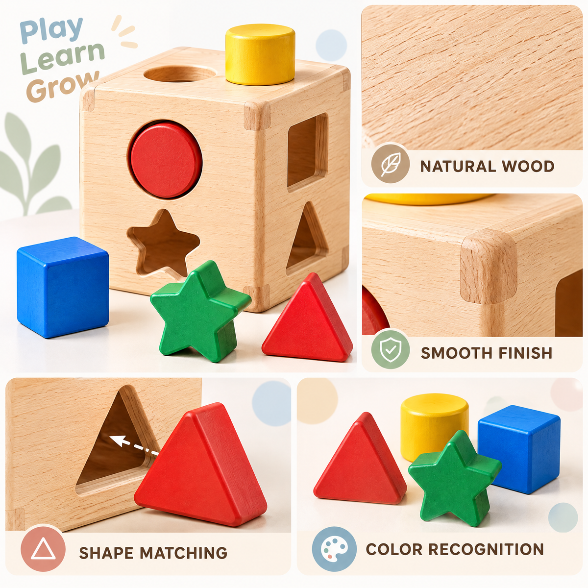 Valnermere™ Wooden Shape Sorting Learning Cube