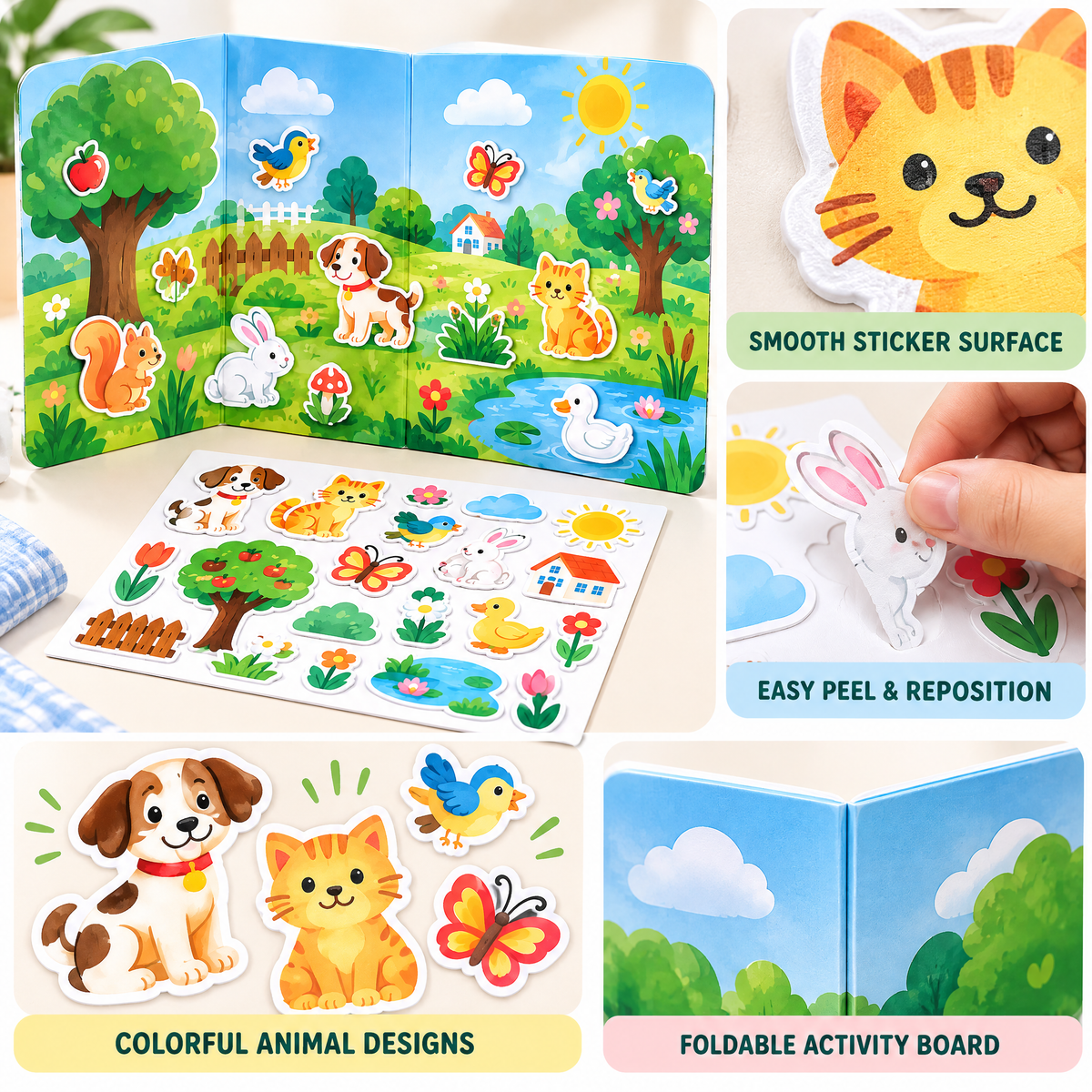 Valnermere™ Reusable Animal Sticker Scene Book