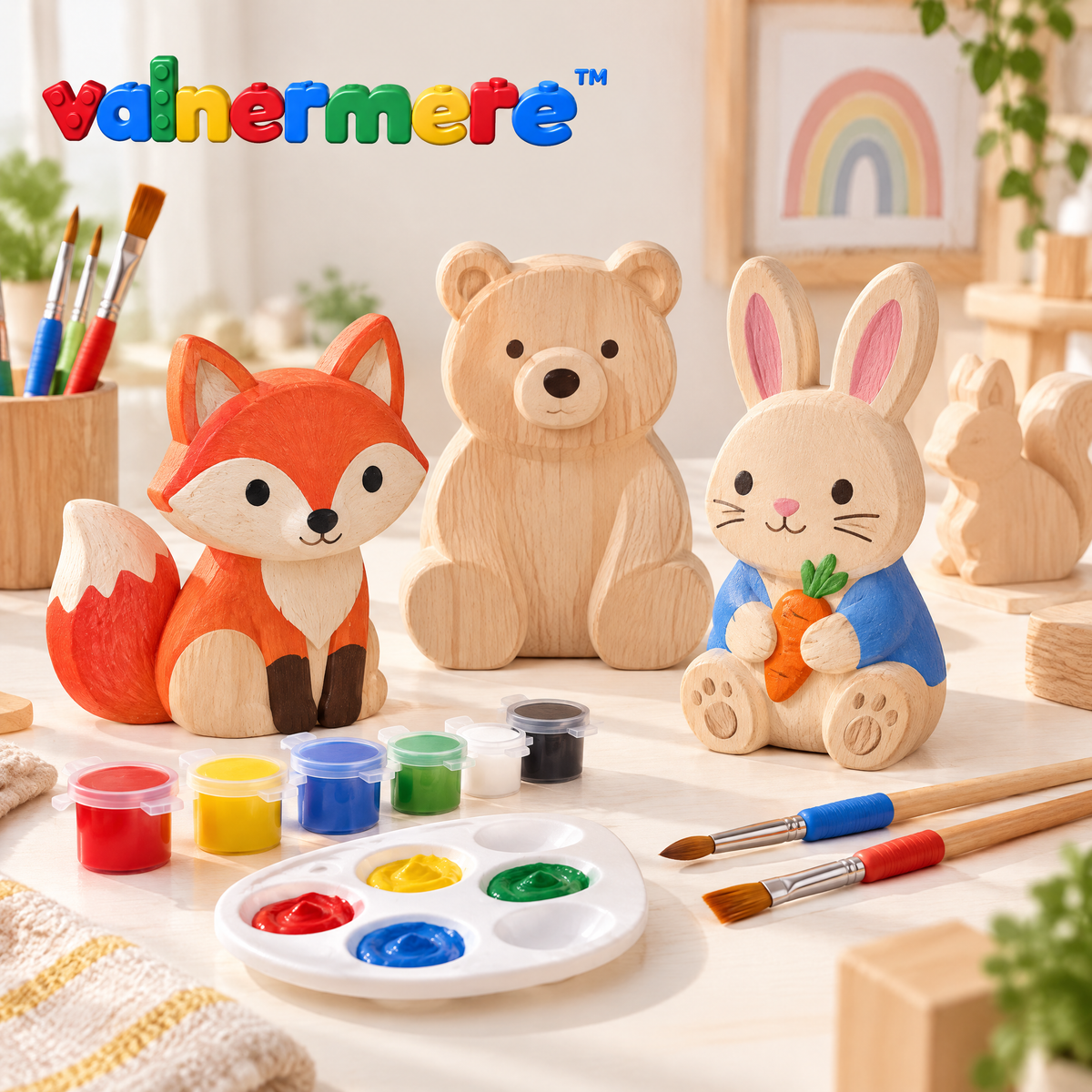 Valnermere™ Paint-Your-Own Wooden Animal Craft Kit