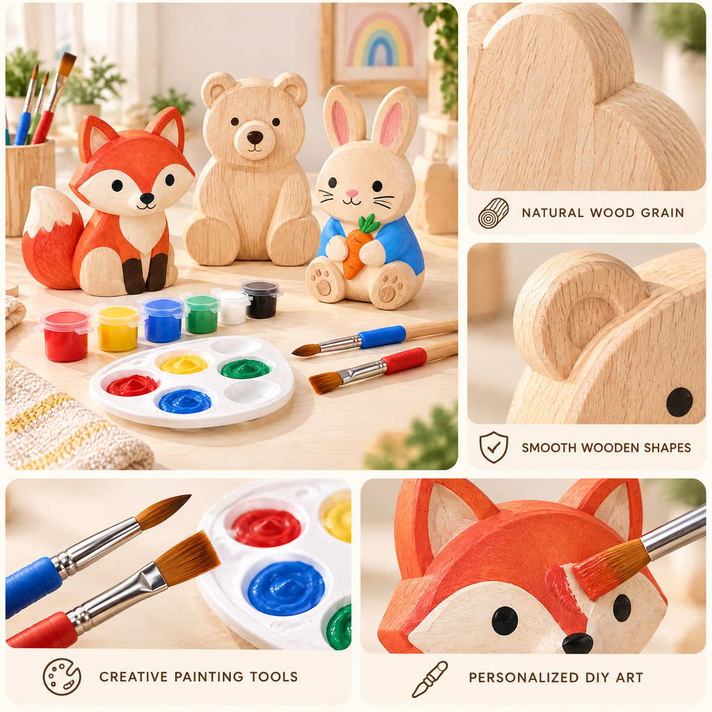 Valnermere™ Paint-Your-Own Wooden Animal Craft Kit