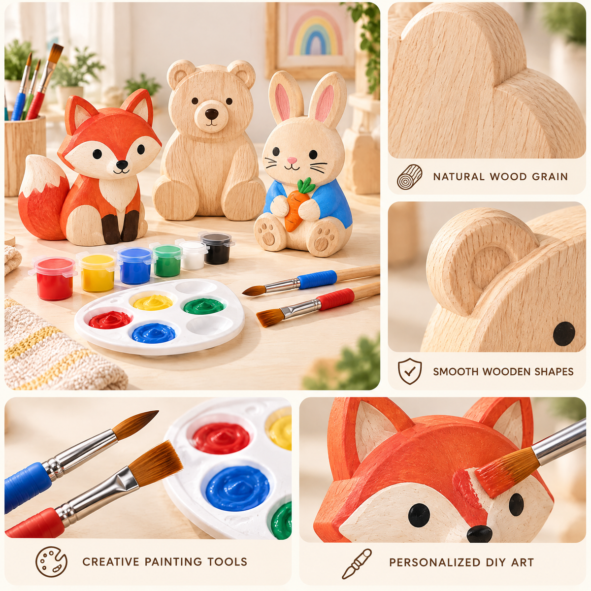 Valnermere™ Paint-Your-Own Wooden Animal Craft Kit