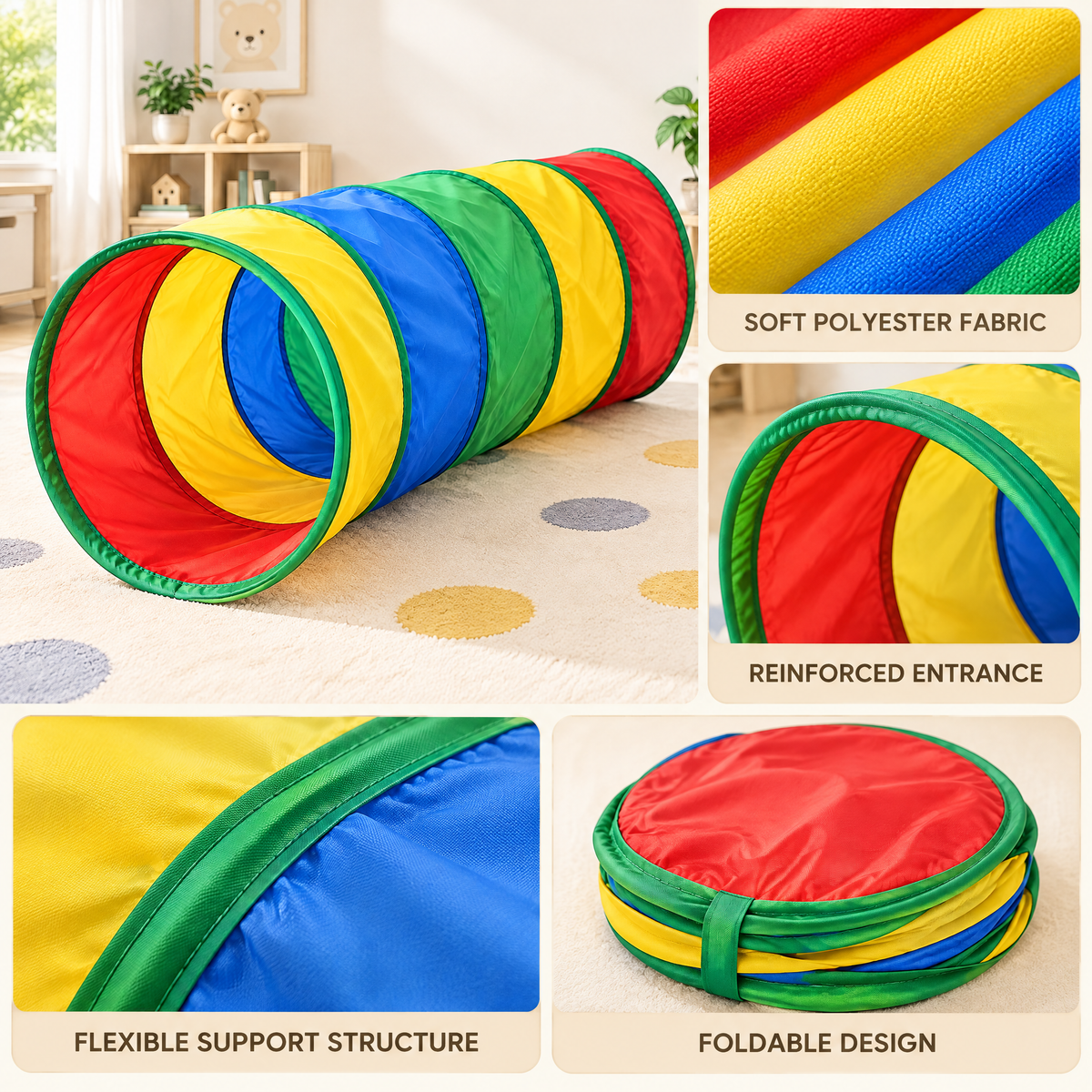 Valnermere™ Colorful Pop-Up Play Tunnel